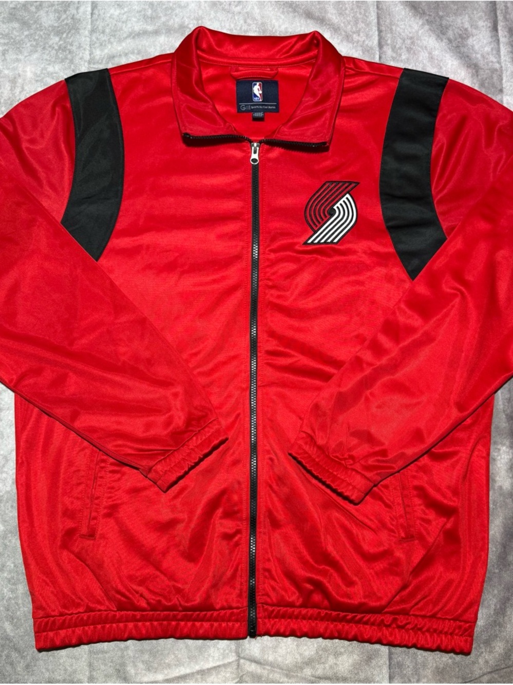 NBA Red and Black Windbreaker Jacket with Team Logo
